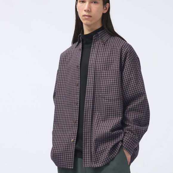 Twill Oversized Shirt | Checked (Uniqlo U; Fall/Winter 2024) - Picture 2 of 4